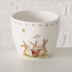 Husa pentru ghiveci cu iepurasi de Paste Charmy