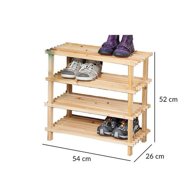 Un raft de încălțăminte de bun gust din lemn de pin