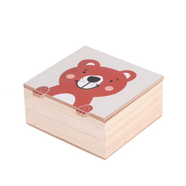 Cufărul pentru comorile copiilor Animăluțe cu lăbuțe, 15 x 15 x 7 cm