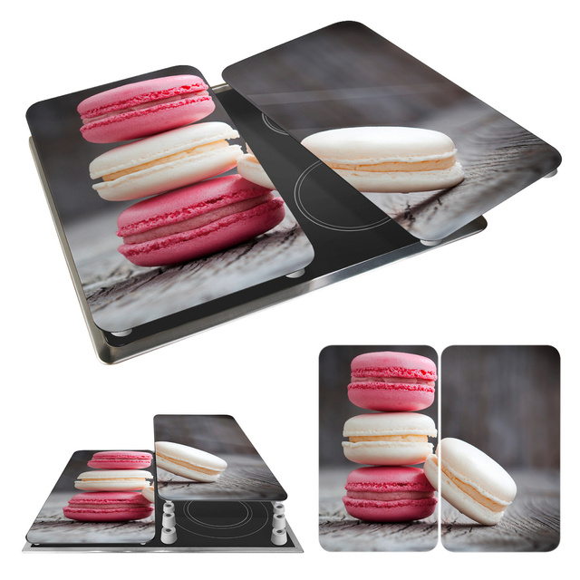 Plăci de protecție din sticlă MACARONS pentru aragaz – 2 bucăți, WENKO, macarons