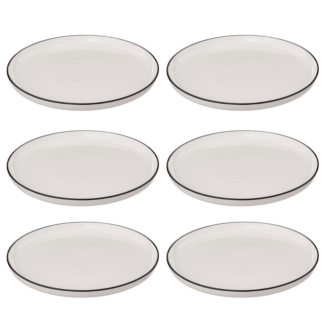 Farfurii întinse ALIX, margine neagră, 6 buc. × Ø 27 cm