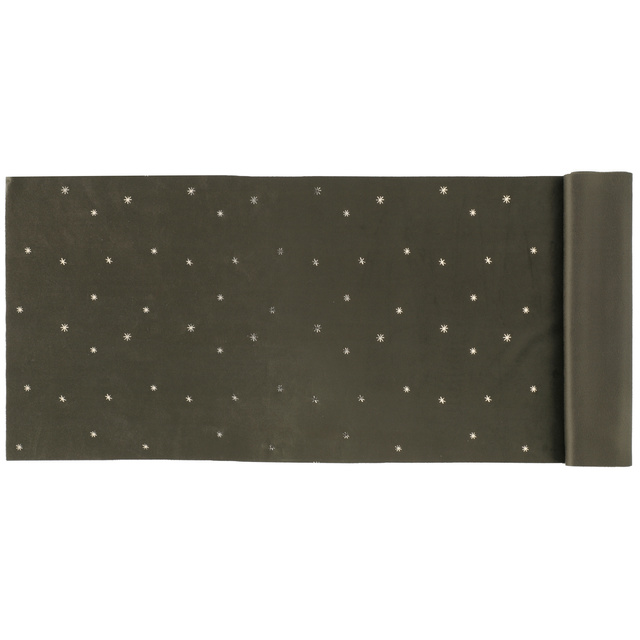 Culoar din velur pentru masă, 35 x 100 cm, cu stele aurii, verde