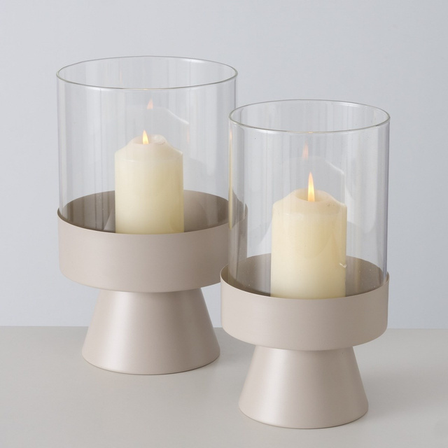 Sfeșnice din sticlă Pallas, picior metalic, 2 buc