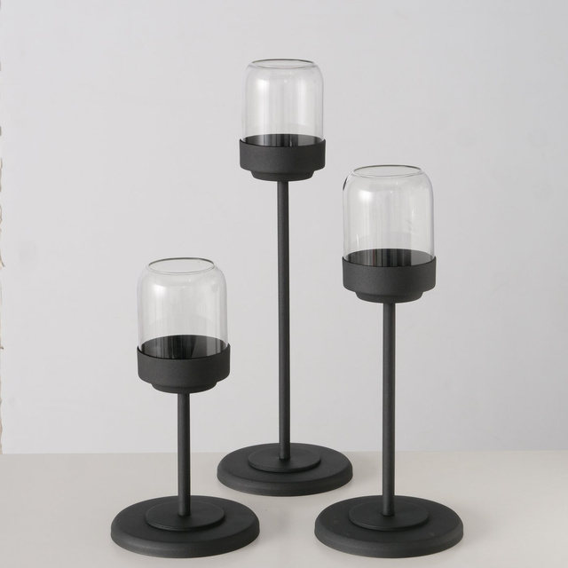 Set de felinare metalice cu cupolă de sticlă SENZA, 3 buc.