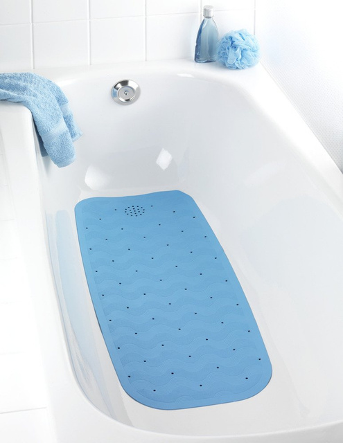 Covoare antiderapante pentru cadă NATURAL RUBBER, 90 x 37 cm, albastru