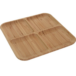 PLATOU DIN BAMBUS, 4 COMPARTIMENTE, 30 x 30 cm, culoare naturală