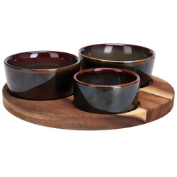 Tava de gustare cu boluri din gresie, Ø 20 cm