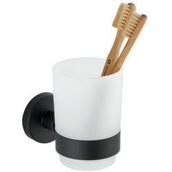 Suport pentru periuțe de dinți de montat pe perete BOSIO, negru, WENKO