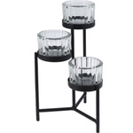 Candelabru pentru 3 lumânări tealight, metal și sticlă, 10 x 10 x 16 cm