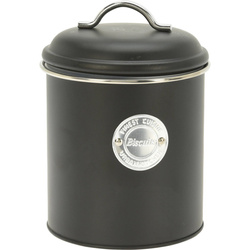Recipient depozitare cu capac, metalic, negru, 1,5 L