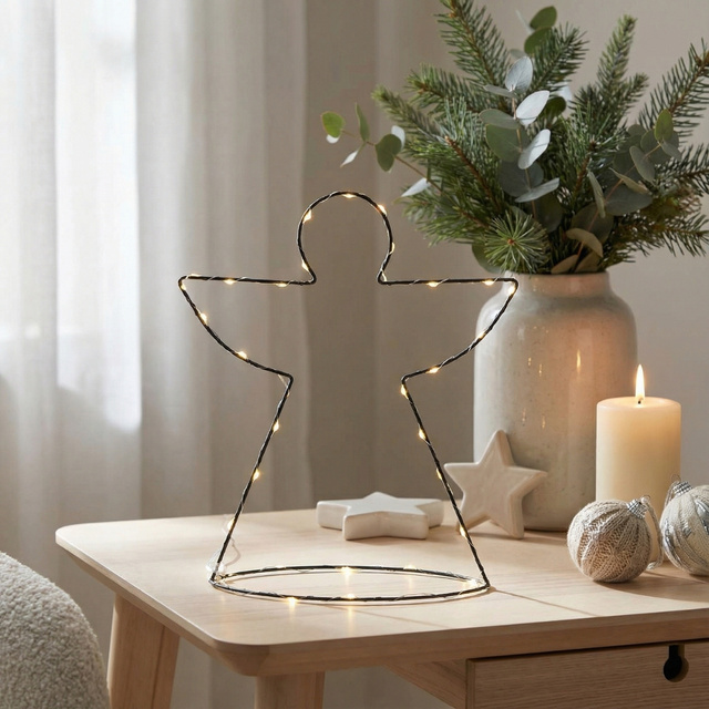 Figurina simplă din sârmă cu decor LED, 34 cm