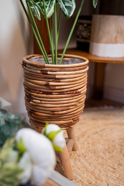 Ghiveci cu picioare, 18 x 35 cm, rattan