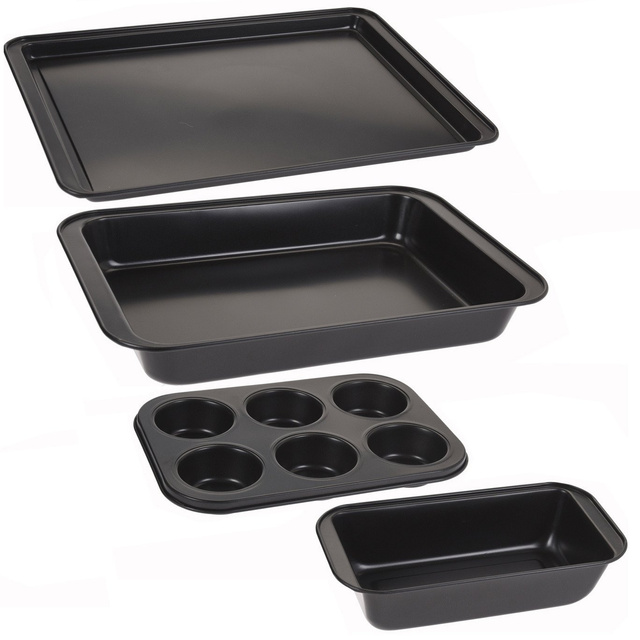 Set de 4 tavi de copt pentru prajituri si briose