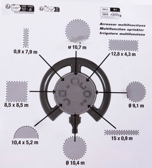 Aspersor multifunctional de gradina RIBIMEX, cu raza de stropire Ø 10,7 cm