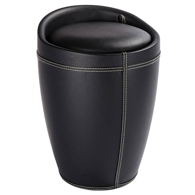 Pufa CANDY BLACK - coș de rufe, 2 în 1, WENKO, negru