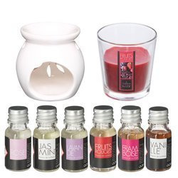 Set suport, lumânare + uleiuri parfumate, 8 elemente