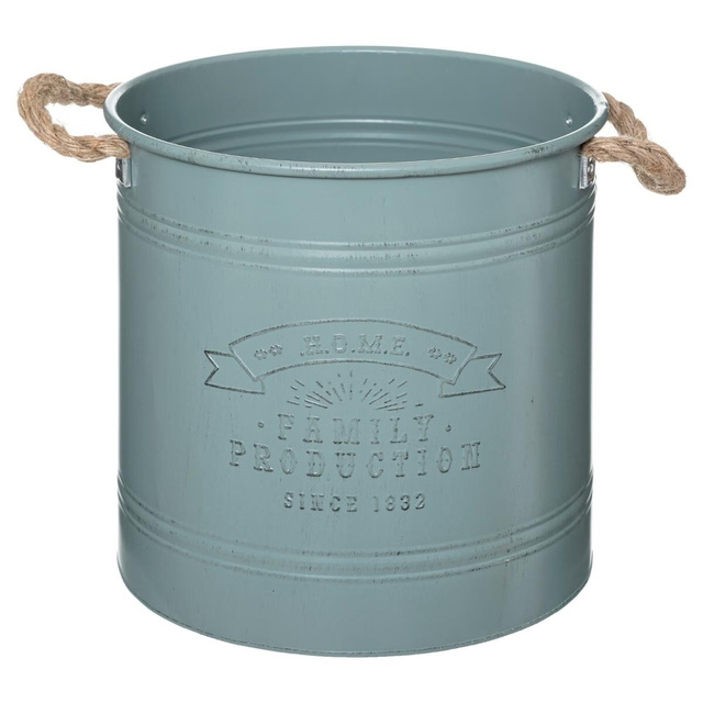 Ghivece metalice cu mânere de sfoară, 3 buc, gri