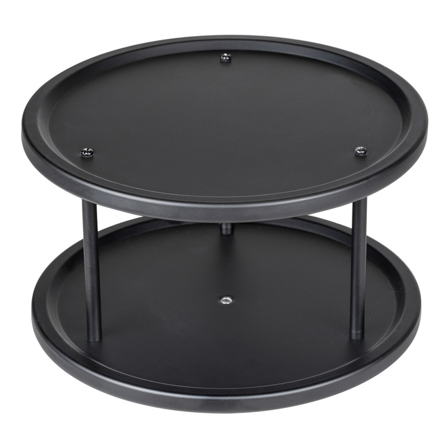 Organizer pentru bucătărie pe blat LAZY SUSAN, cu două niveluri, metalic, 26,5 x 15,5 x 26,5 cm, WENKO, negru