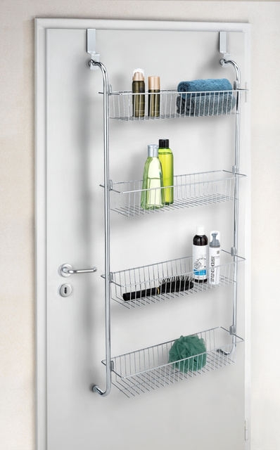 Raft cu cosuri pentru montare pe usa, din otel cromat