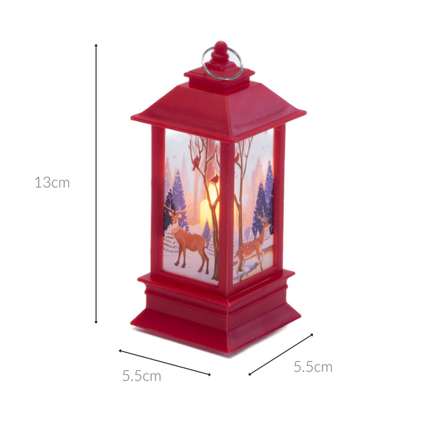 Felinar LED metalic cu motiv de Craciun