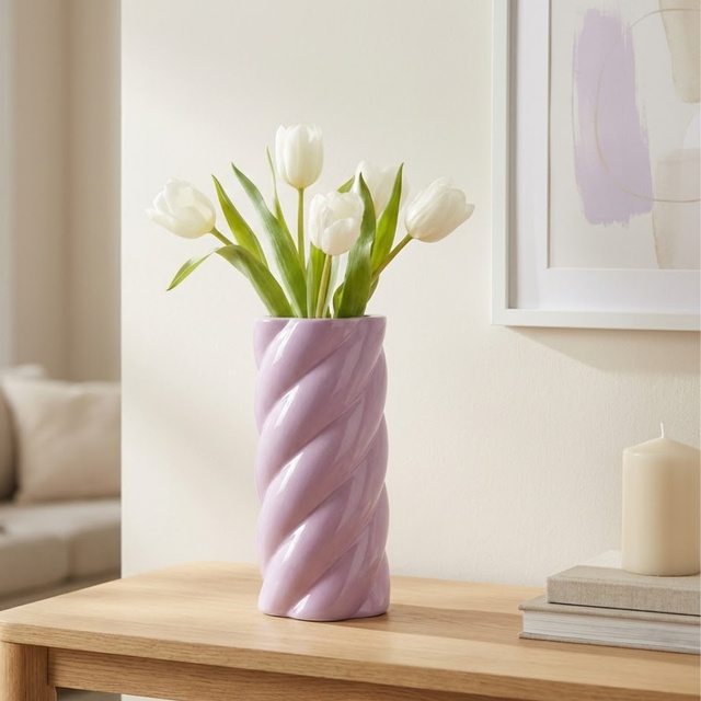 Vază ceramică, Ø 12,5 x 25 cm, violetă