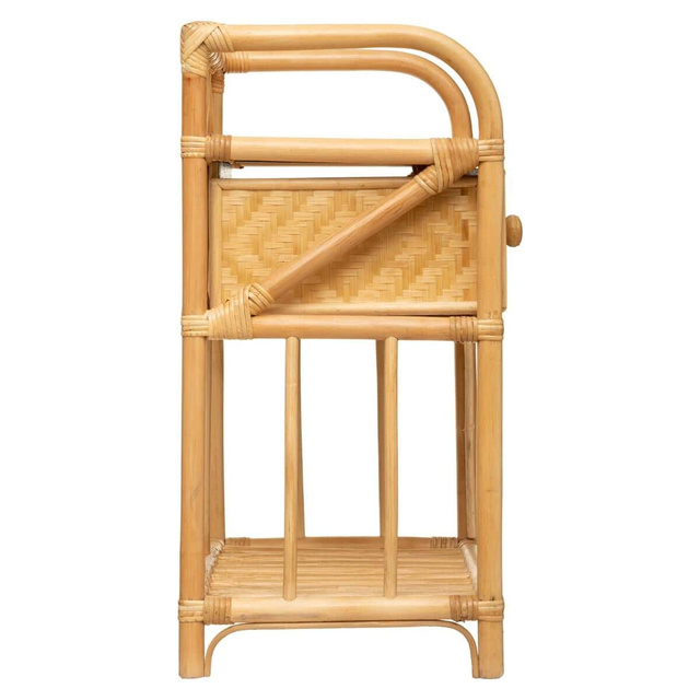 Masa din ratan AONI pentru dormitor, cu sertar si raft