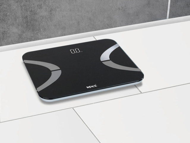 Cântar de baie LED, 30 x 26 cm, negru, WENKO
