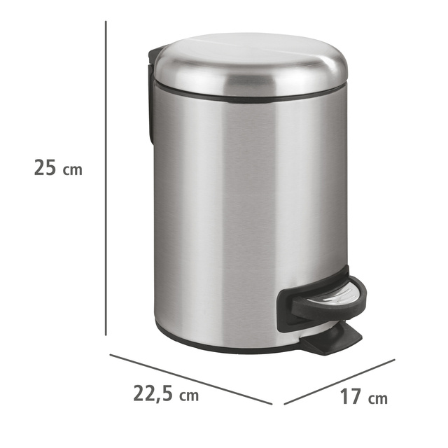 Coș de gunoi din oțel inoxidabil LEMAN, Easy Close, 3 l, WENKO, argintiu
