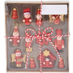 Set de jucării din lemn pentru brad, 12 buc.