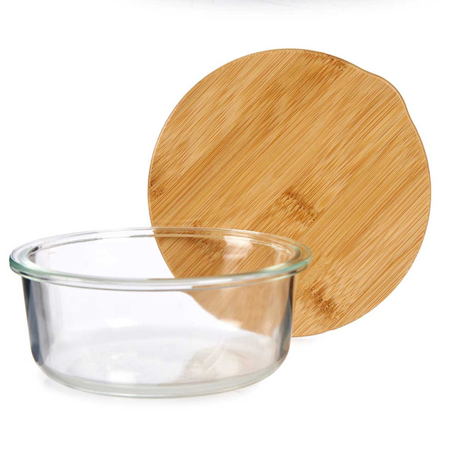 Recipient din sticlă pentru alimente cu capac din bambus etans
