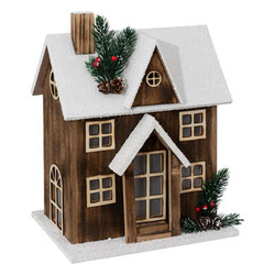 Figurina decoratiune de Craciun, casa cu iluminat LED, 33 cm