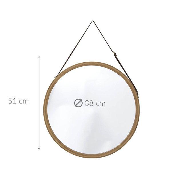 Oglindă de baie cu ramă din bambus LYSA, Ø 38 cm