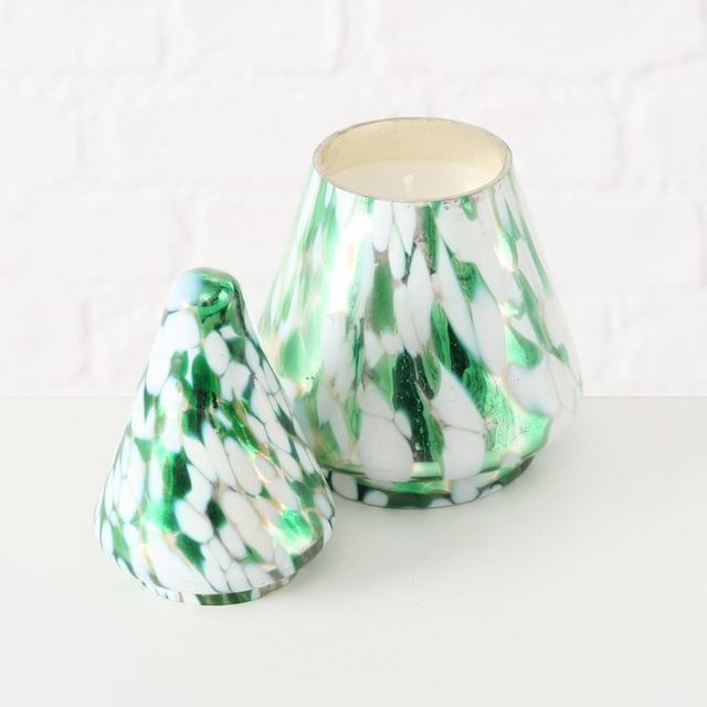 Candelă din sticlă în formă de brad DOTTI, înălțime 17,5 cm