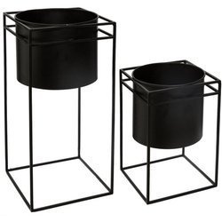 Set suport pentru flori modern din metal, 2 bucăți, negru