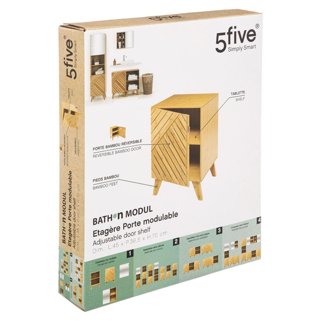 Dulap de baie Bath n'modul, cu usa, bambus, 70 cm