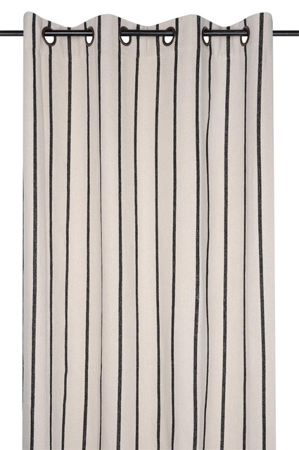 Perdea din bumbac cu inele TROP dungi negre, 135 x 260 cm
