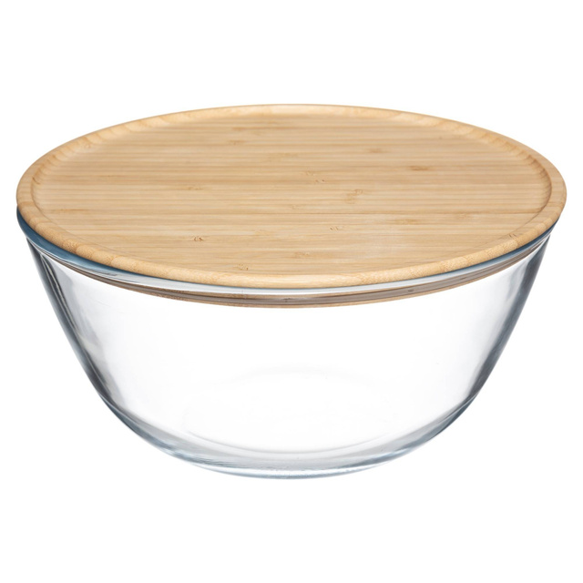 Bol din sticla, 2.5 L, cu capac din bambus