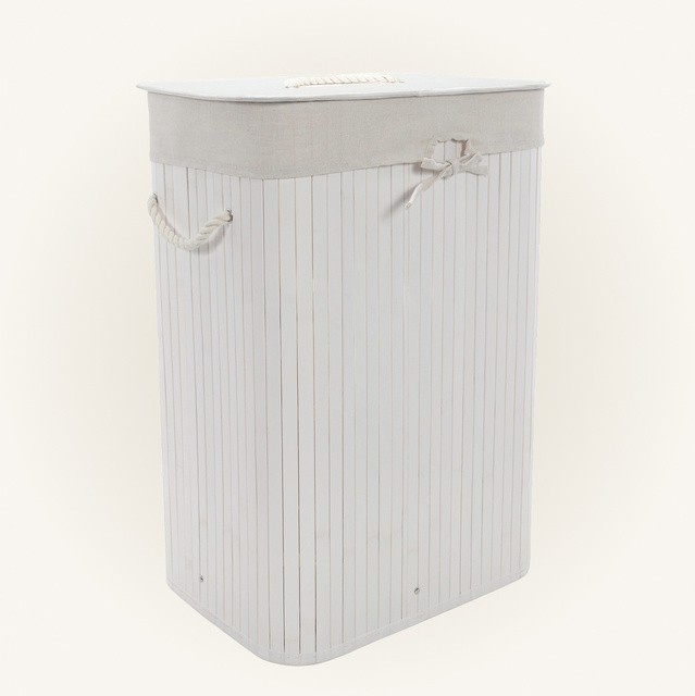 Coș de rufe alb din bambus, 72 l