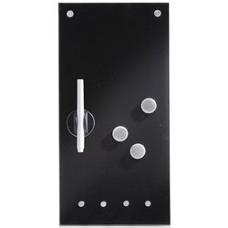 Tablă de sticlă MEMO pentru notițe + 3 magneți și 4 cârlige, 40x20 cm, ZELLER, negru