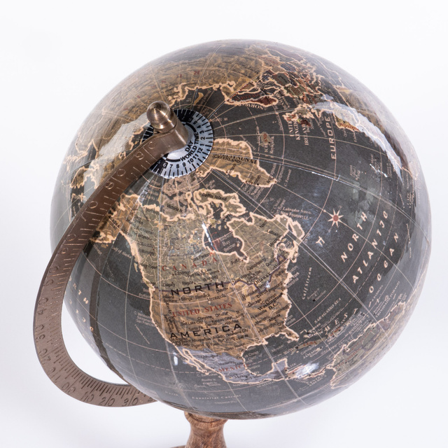 Glob de birou, lemn, negru, 38 cm