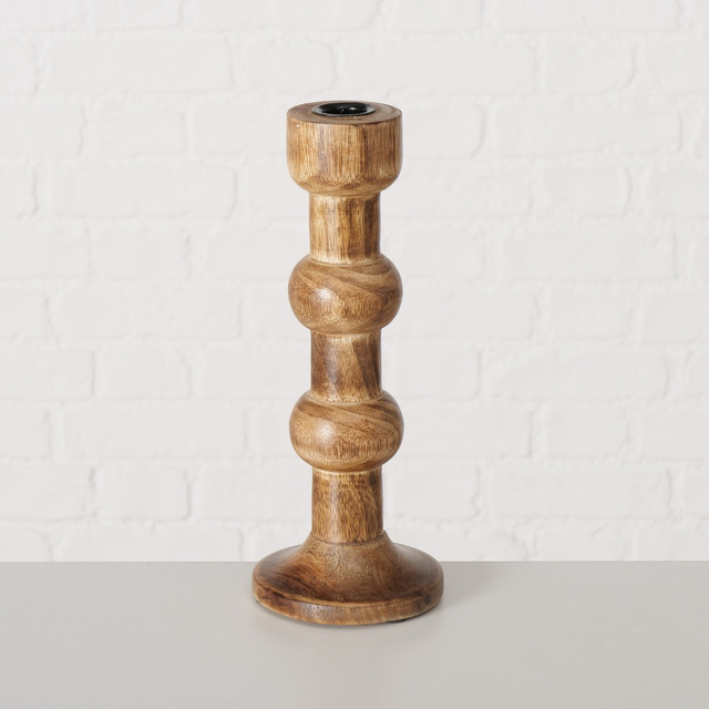 Set 2 sfeșnice  din lemn  sculptate Bubbles,  maro