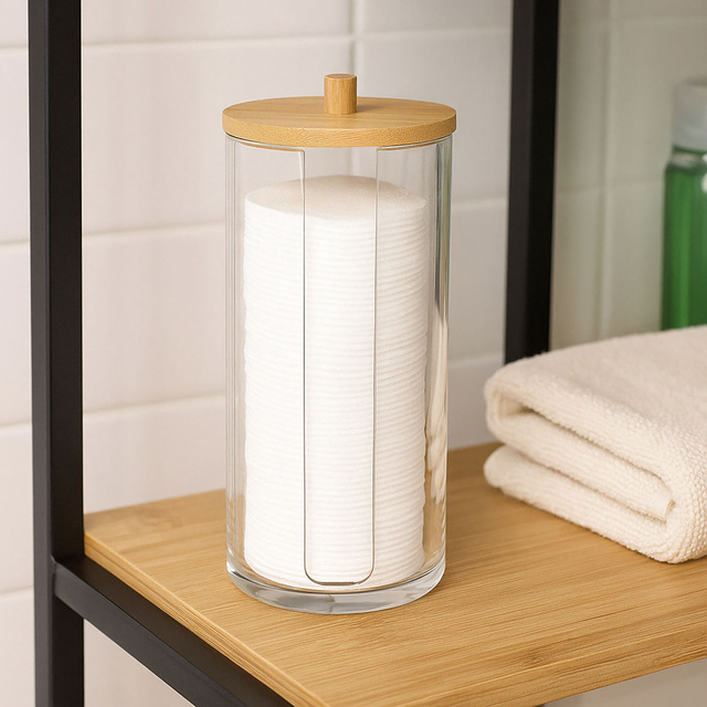 Organizator pentru dischete demachiante cu capac din bambus