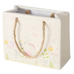 Ghiveci ceramic Florina, cu dimensiunile de 15 x 8 x 12 cm.