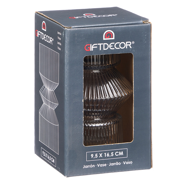 Vaza din sticla, canelata, 9,5 x 16,5 cm