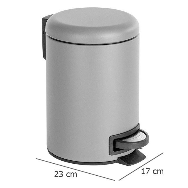 Coș de baie LEMAN MATT, recipient pentru gunoi, 3 l, WENKO, gri