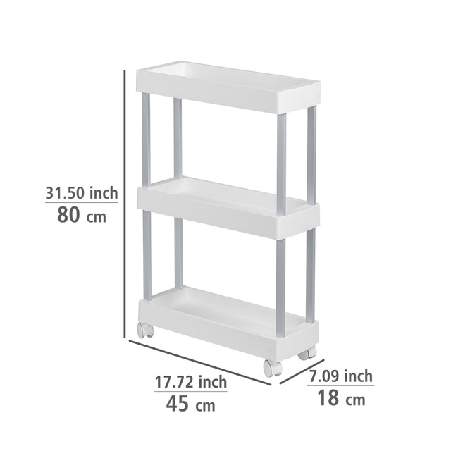 Polita etajera multifunctionala cu roti 3 rafturi MINO, Alb, WENKO