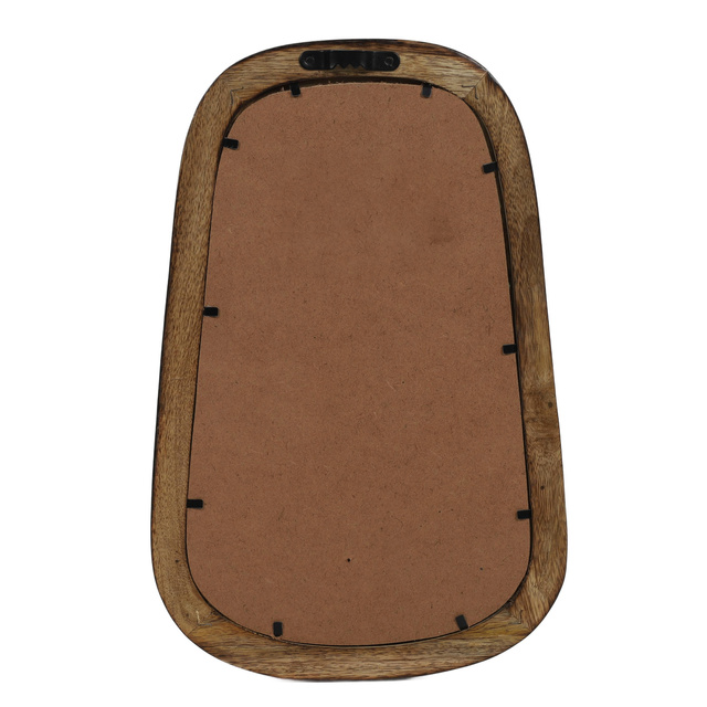 Oglindă ovală mică în ramă de lemn de mango