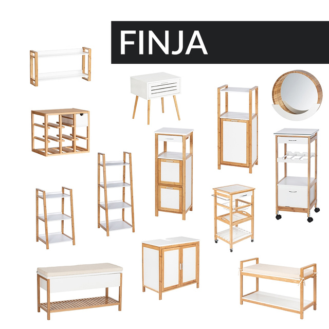 Masa de cafea FINJA, bambus, rotunda, alba, Wenko