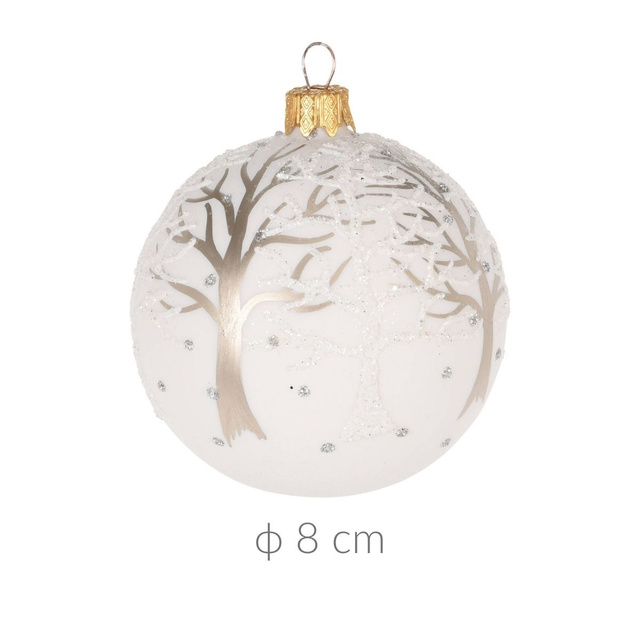 Globulet de sticlă, decor cu sclipici, Ø 8 cm