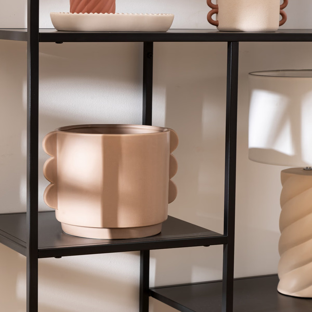 Husa pentru ghiveci ceramica WAVY BLISS, 18 cm, taupe